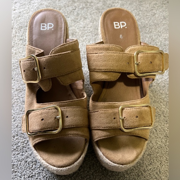 BP Dani Suede Tan Platform Espadrilles - Picture 2 of 7